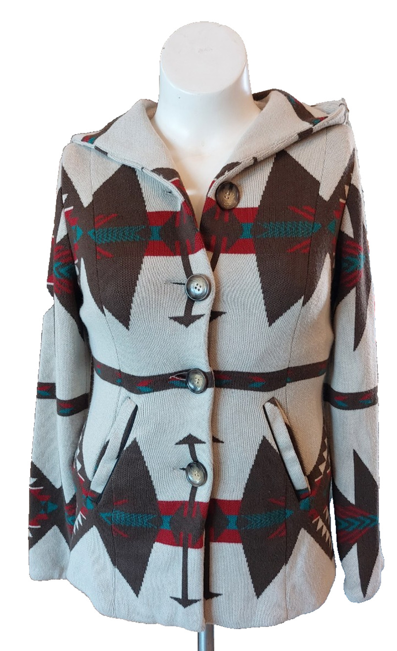 MontanaCo Sands Navajo Aztec Women's Coat/ Lined Jacket with Hood Size Small‎